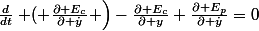 \frac{d}{dt}\left ( \frac{\partial E_c}{\partial \dot{y}} \right)-\frac{\partial E_c}{\partial y}+\frac{\partial E_p}{\partial \dot{y}}=0