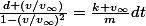 \frac{d (v/v_\infty)}{1-(v/v_\infty)^2}=\frac{k v_\infty}{m}dt