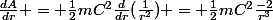 \frac{dA}{dr} = \frac{1}{2}mC^2\frac{d}{dr}(\frac{1}{r^2}) = \frac{1}{2}mC^2\frac{-2}{r^3}