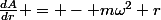\frac{dA}{dr} = - m\omega^2 r