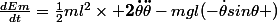 \frac{dEm}{dt}=\frac{1}{2}ml^2\times \mathbf{2\dot{\theta}\ddot{\theta}}-mgl(-\dot{\theta}sin\theta )