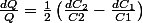 \frac{dQ}{Q}=\frac{1}{2}\left(\frac{dC_{2}}{C2}-\frac{dC_{1}}{C1}\right)