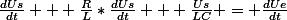 \frac{dUs}{dt} + \frac{R}{L}*\frac{dUs}{dt} + \frac{Us}{LC} = \frac{dUe}{dt}