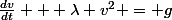 \frac{dv}{dt} + \lambda v^2 = g