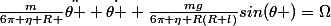 \frac{m}{6\pi \eta R }\ddot{\theta }+\dot{\theta }+\frac{mg}{6\pi \eta R(R+l)}sin(\theta )=\Omega