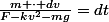 \frac{m \cdot dv}{F-kv^2-mg}=dt