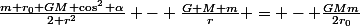 \frac{m r_0 GM \cos^2 \alpha}{2 r^2} - \frac{G M m}{r} = - \frac{GMm}{2r_0}