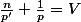 \frac{n}{p'}+\frac{1}{p}=V