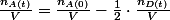 \frac{n_{A(t)}}{V}=\frac{n_{A(0)}}{V}-\frac{1}{2}\cdot\frac{n_{D(t)}}{V}