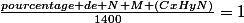 \frac{pourcentage de N M (CxHyN)}{1400}=1