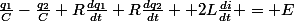\frac{q_{1}}{C}-\frac{q_{2}}{C}+R\frac{dq_{1}}{dt}+R\frac{dq_{2}}{dt} +2L\frac{di}{dt} = E