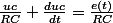 \frac{uc}{RC}+\frac{duc}{dt}=\frac{e(t)}{RC}