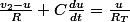 \frac{v_{2}-u}{R}+C\frac{du}{dt}=\frac{u}{R_{T}}