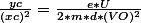 \frac{yc}{(xc)^2}=\frac{e*U}{2*m*d*(VO)^2}