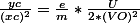 \frac{yc}{(xc)^2}=\frac{e}{m}*\frac{U}{2*(VO)^2}