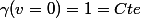 \gamma(v=0)=1=Cte