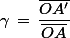 \gamma\,=\,\dfrac{\bar{OA'}}{\bar{OA}}