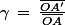 \gamma\,=\,\frac{\bar{OA'}}{\bar{OA}}
