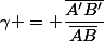 \gamma = \dfrac{\bar{A'B'}}{\bar{AB}}