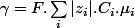 \gamma=F.\sum_{i}|z_{i}|.C_{i}.\mu_{i}