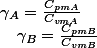 \gamma_{A}=\frac{C_{pmA}}{C_{vmA}}\quad;\quad\gamma_{B}=\frac{C_{pmB}}{C_{vmB}}