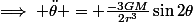 \implies \ddot\theta = \frac{-3GM}{2r^3}\sin{2\theta}