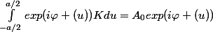 \int_{-a/2}^{a/2}{exp(i\varphi (u))}Kdu=A_{0}exp{(i\varphi (u))}