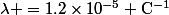 \lambda =1.2\times10^{-5}\rm C^{-1}