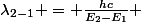 \lambda_{2-1} = \frac{hc}{E_2-E_1} 