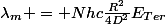 \lambda_m = Nhc\frac{R^2}{4D^2}E_{Ter}