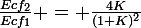 \large\frac{Ecf_2}{Ecf_1} = \frac{4K}{(1+K)^2}