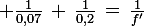 \large \frac{1}{0,07}\,+\,\frac{1}{0,2}\,=\,\frac{1}{f'}