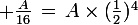 \large \frac{A}{16}\,=\,A\times(\frac{1}{2})^4