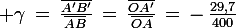 \large \gamma\,=\,\frac{\bar{A'B'}}{\ \bar{AB}\,}\,=\,\frac{\bar{OA'}}{\ \bar{OA}\ }\,=\,-\,\frac{29,7}{400}