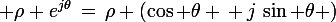 \large \rho e^{j\theta}\,=\,\rho (\cos \theta \,+\,j\,\sin \theta )