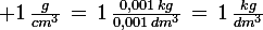 \large 1\,\frac{g}{cm^3}\,=\,1\,\frac{0,001\,kg}{0,001\,dm^3}\,=\,1\,\frac{kg}{dm^3}