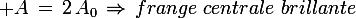 \large A\,=\,2\,A_0\,\Rightarrow\,frange\,\,centrale\,\,brillante