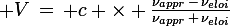 \large V\,=\, c \times \frac{\nu_{appr}\,-\,\nu_{eloi}}{\nu_{appr}\,+\,\nu_{eloi}}