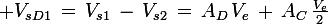 \large V_{sD1}\,=\,V_{s1}\,-\,V_{s2}\,=\,A_D\,V_{e}\,+\,A_C\,\frac{V_{e}}{2}