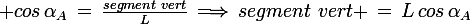 \large cos\,\alpha_A\,=\,\frac{segment\,\,vert}{L}\,\Longrightarrow\,segment\,\,vert \,=\,L\,cos\,\alpha_A