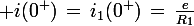 \large i(0^+)\,=\,i_1(0^+)\,=\,\frac{e}{R_1}