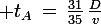 \large t_A\,=\,\frac{31}{35}\,\frac{D}{v}
