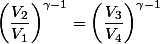 \left(\dfrac{V_{2}}{V_{1}}\right)^{\gamma-1}=\left(\dfrac{V_{3}}{V_{4}}\right)^{\gamma-1}