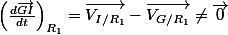 \left(\frac{d\overrightarrow{GI}}{dt}\right)_{R_{1}}=\overrightarrow{V_{I/R_{1}}}-\overrightarrow{V_{G/R_{1}}}\neq\overrightarrow{0}
