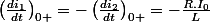 \left(\frac{di_{1}}{dt}\right)_{0+}=-\left(\frac{di_{2}}{dt}\right)_{0+}=-\frac{R.I_{0}}{L}