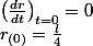 r_{(0)}=\frac{l}{4}\;;\;\left(\frac{dr}{dt}\right)_{t=0}=0