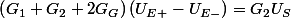 \left(G_{1}+G_{2}+2G_{G}\right)\left(U_{E+}-U_{E-}\right)=G_{2}U_{S}