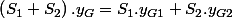 \left(S_{1}+S_{2}\right).y_{G}=S_{1}.y_{G1}+S_{2}.y_{G2}
