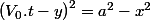 \left(V_{0}.t-y\right)^{2}=a^{2}-x^{2}