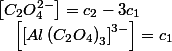 \left[C_{2}O_{4}^{2-}\right]=c_{2}-3c_{1}\quad;\quad\left[\left[Al\left(C_{2}O_{4}\right)_{3}\right]^{3-}\right]=c_{1}